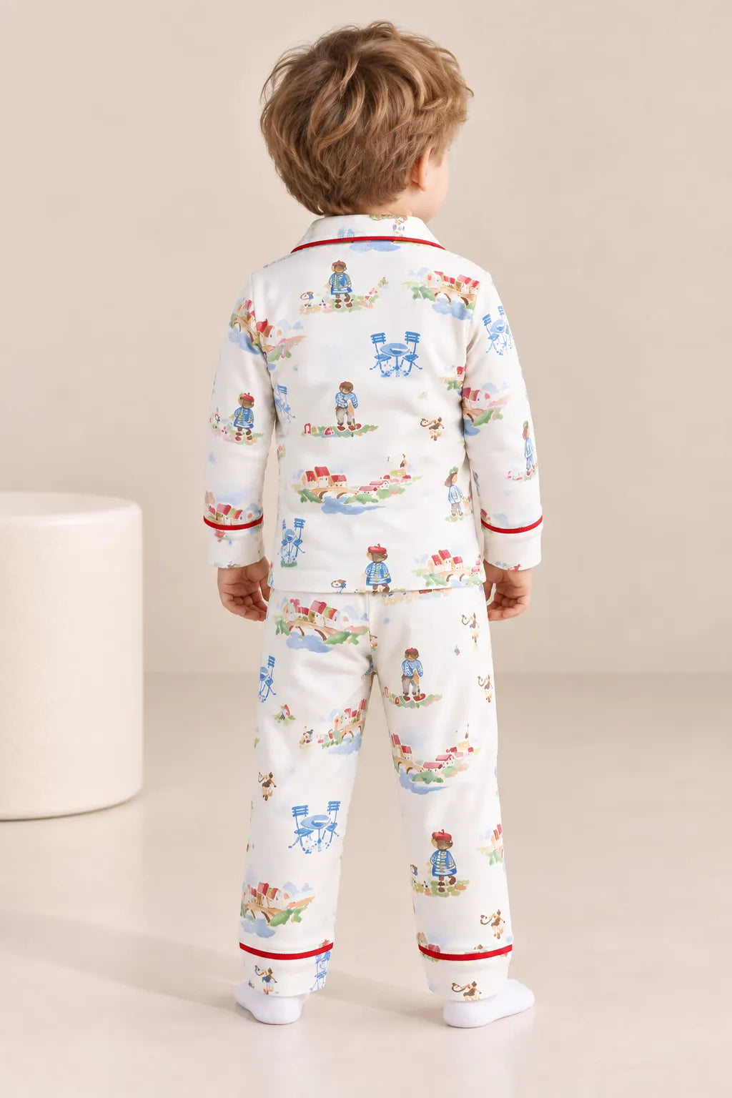 Boys Printed Cotton Night Suit with Full-Sleeve Collared Shirt & Pyjama Set-WIN12N