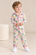 Boys Floral Printed Night Suit Set – Full Sleeve Collared Shirt with Pyjama-WIN18N
