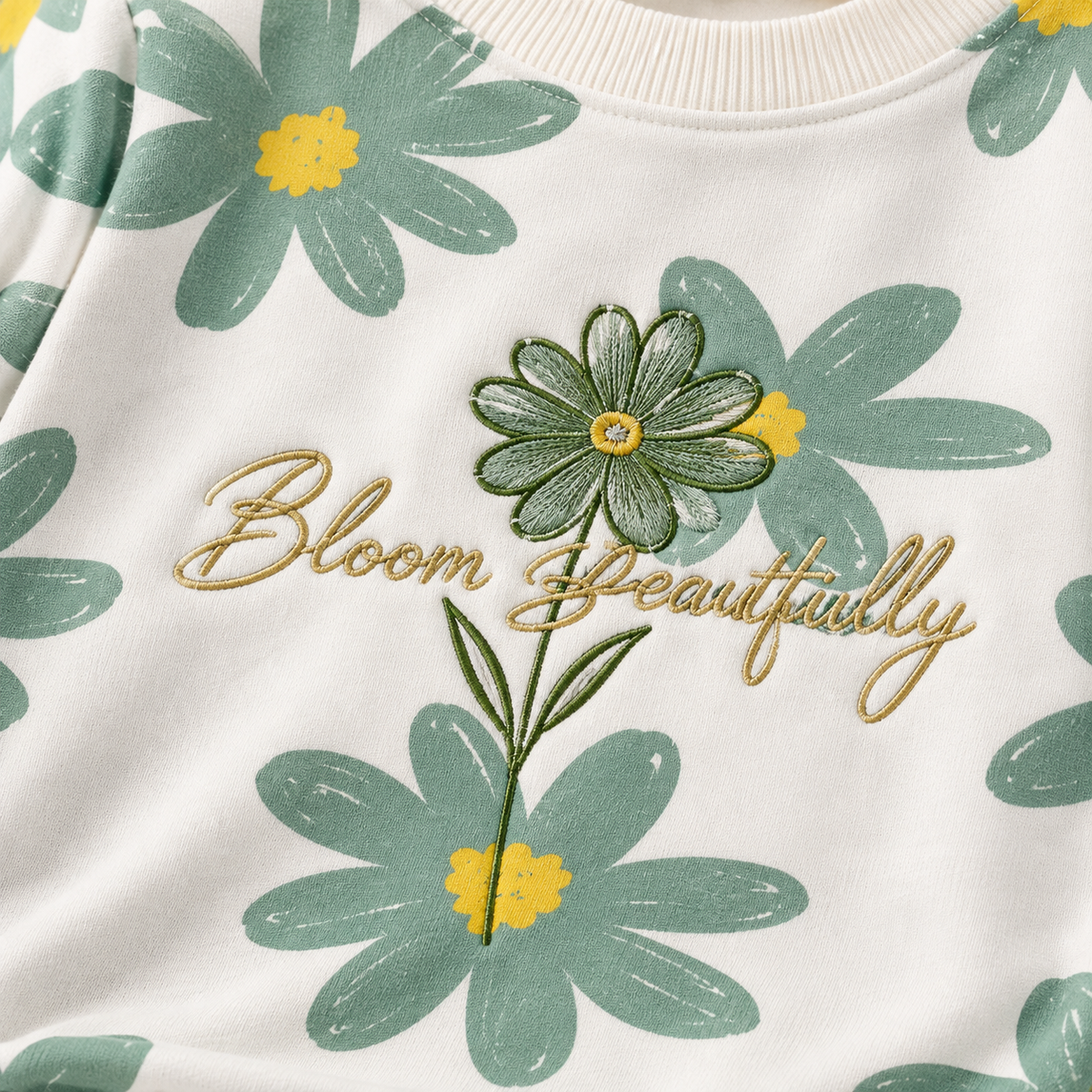 Boys Floral Print “Bloom Beautifully” Sweatshirt & Jogger Co-ord Set-WIN24N
