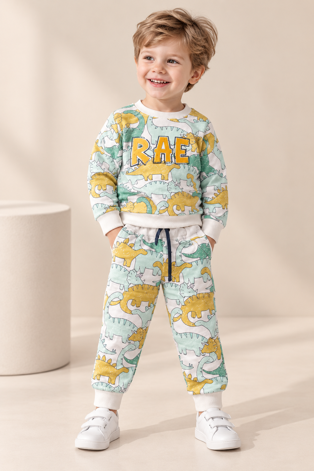 Boys Dinosaur Print “RAE” Sweatshirt & Jogger Co-ord Set-WIN25N