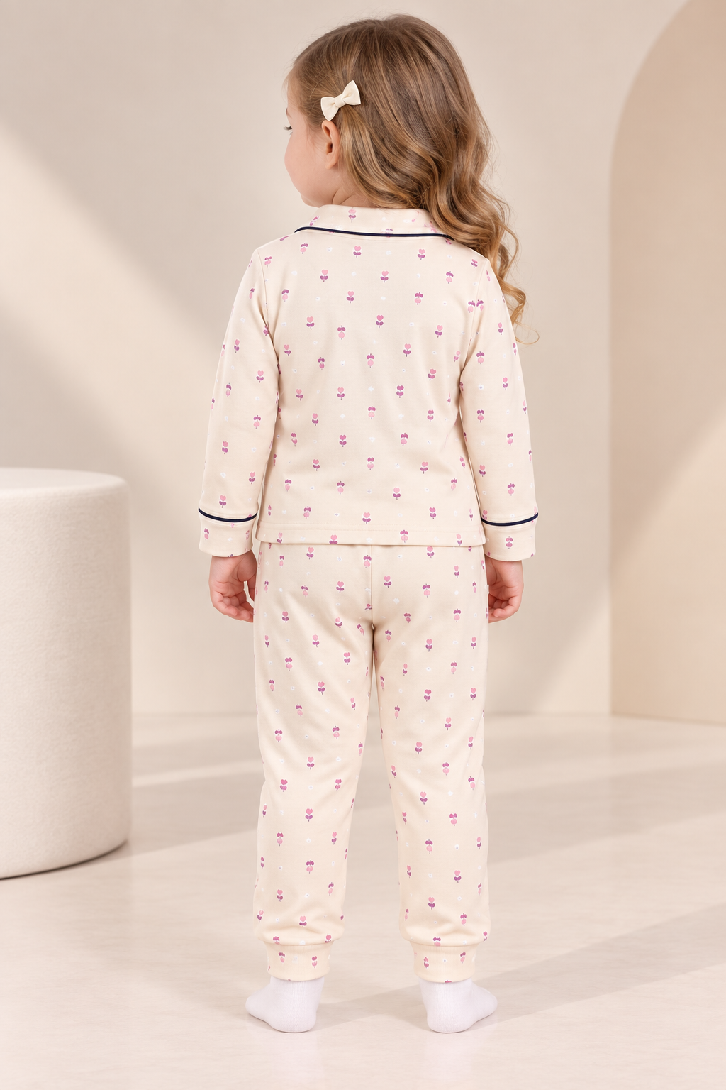 Girls' Printed Full-Sleeve Night Suit with Button-Down Top & Pyjama Set-WIN35T