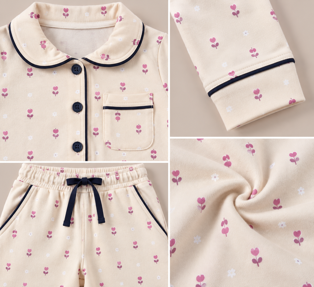 Girls' Printed Full-Sleeve Night Suit with Button-Down Top & Pyjama Set-WIN35T