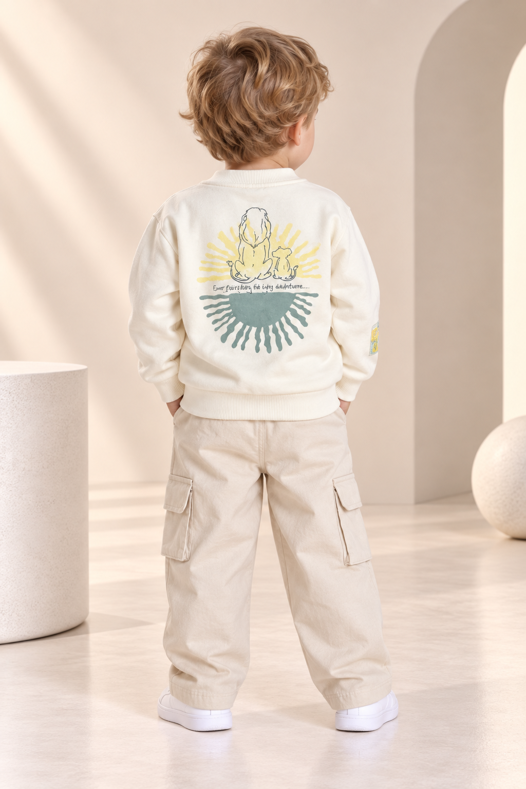 Boys Lion Graphic Printed Crew Neck Sweatshirt-WIN63J