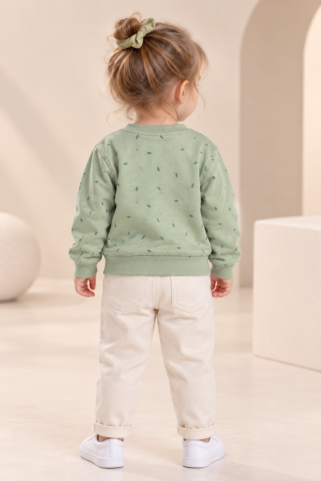 Girls Printed Sweatshirt with Cute Pear Embroidery-WIN66J