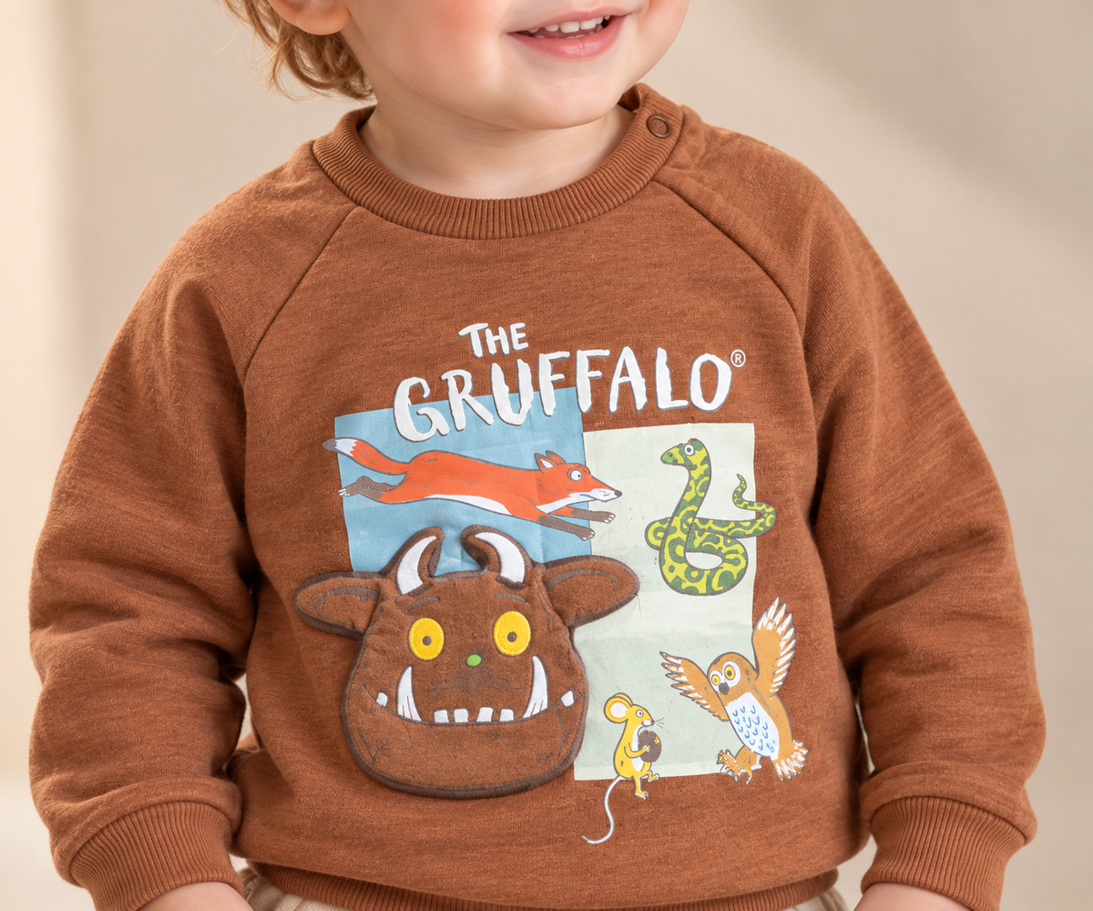 Boys Graphic Printed Crew Neck Sweatshirt with Animal Print-WIN67J