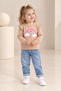 Girls Rainbow Appliqué Ruffle Sweatshirt-WIN68J