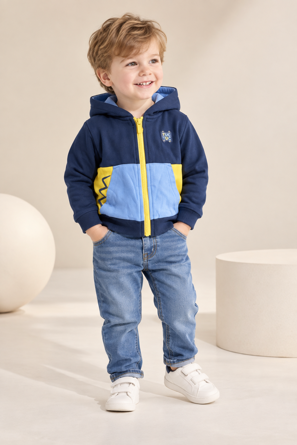 Boys Color Block Hooded Zip-Up Jacket-WIN71V