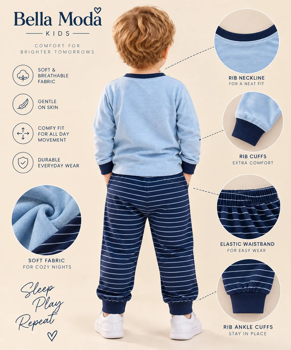 Boys Printed Blue Sweatshirt – Full Sleeve Round Neck Casual Sweatshirt-WIN74R