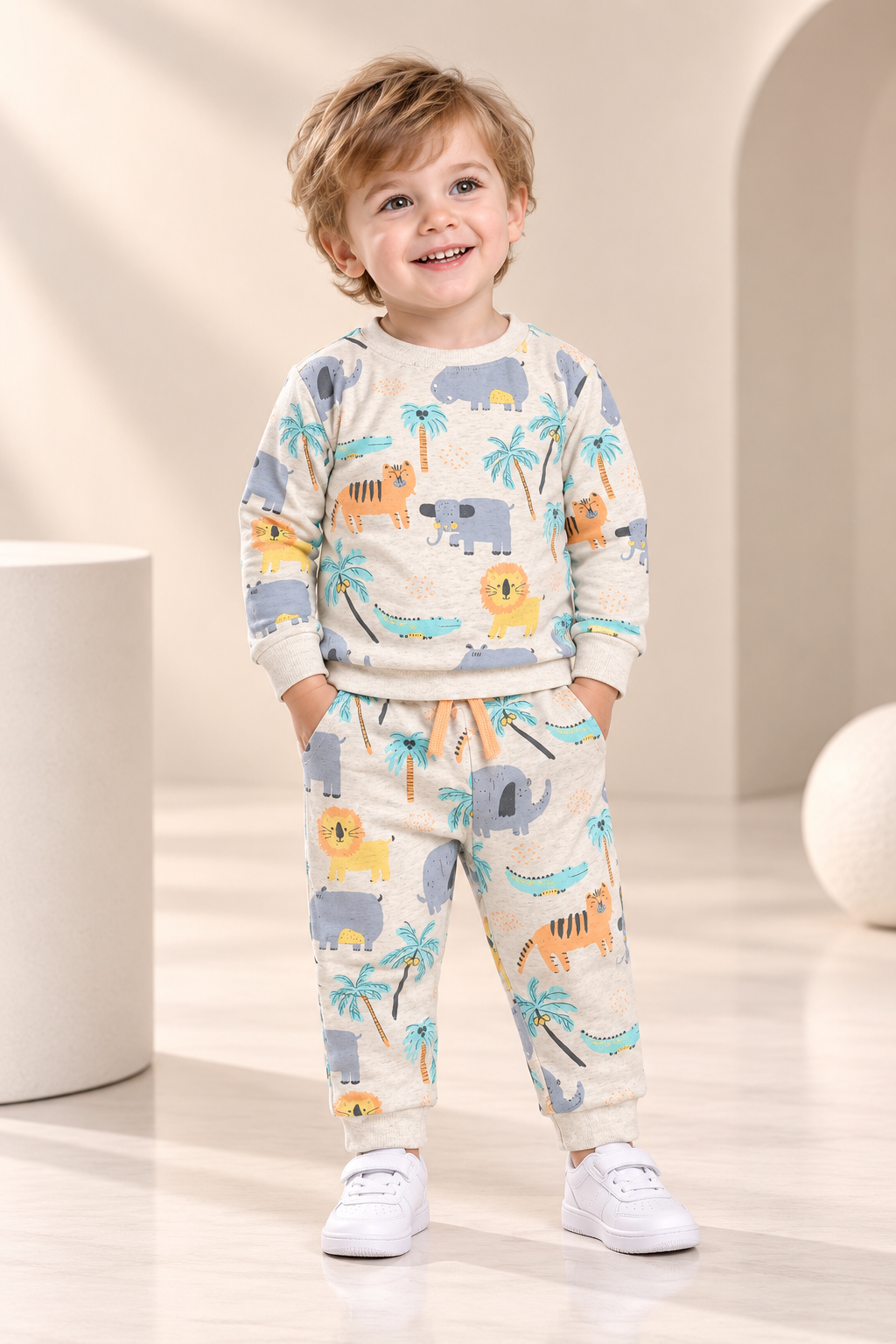 Boys Animal Print Sweatshirt & Jogger Pants Set-WIN78L