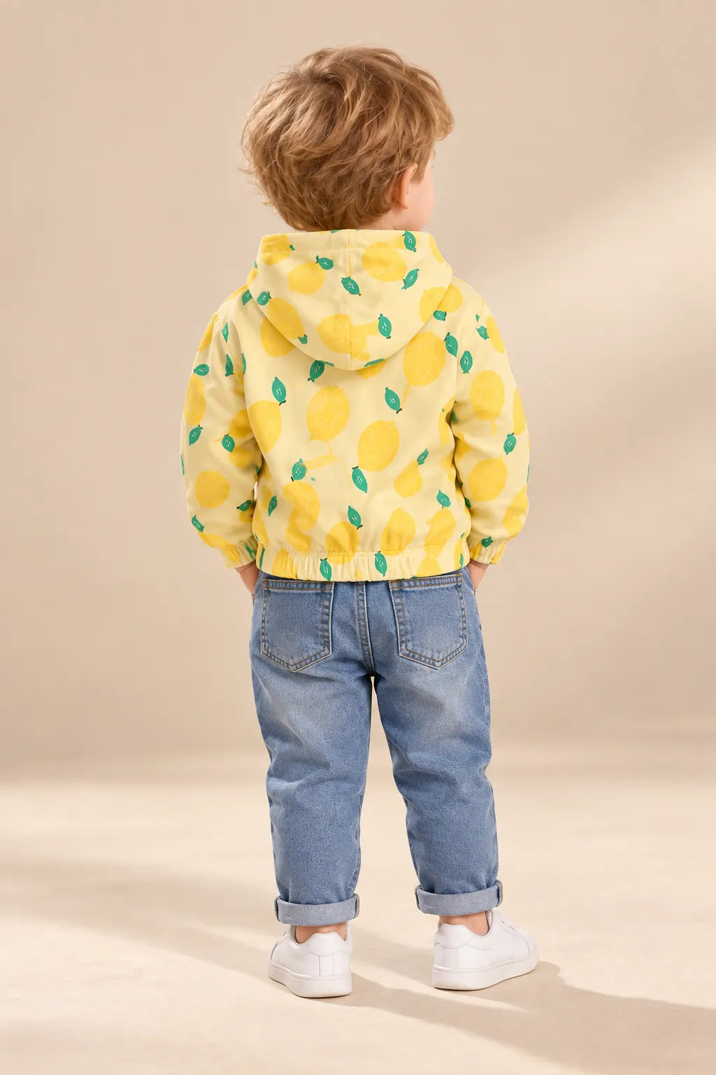 Lemon Print Hooded Jacket for Kids-WIN80C