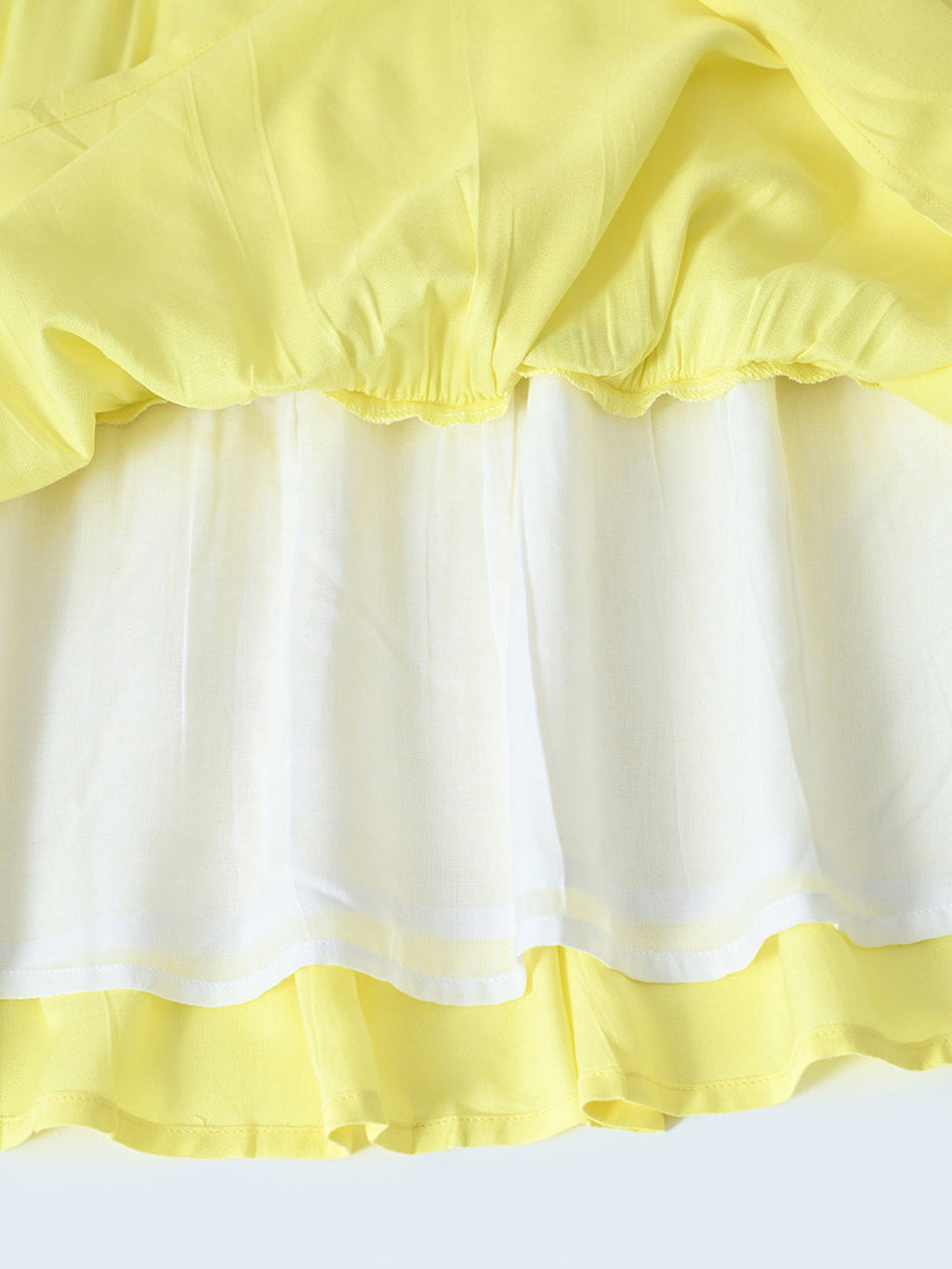 Bella Moda Cotton Woven Full Sleeve Floral Embroidered Fit and Flare Dress-Yellow- APDR537TT