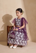 Bella Moda Girls Plum Purple Floral Embroidered Lehenga Set with Net Dupatta AUETH808AH