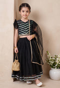 Bella Moda Girls Black Sequin Embellished Lehenga Choli Set with Dupatta AUETH813AH