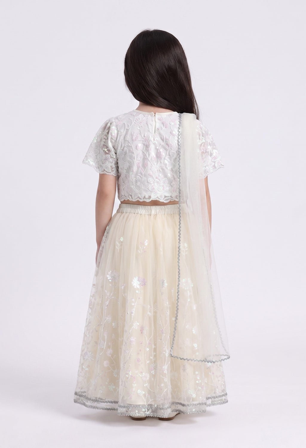 Bella Moda Girls Floral Embroidered Lehenga Choli with Dupatta AUETH817AH
