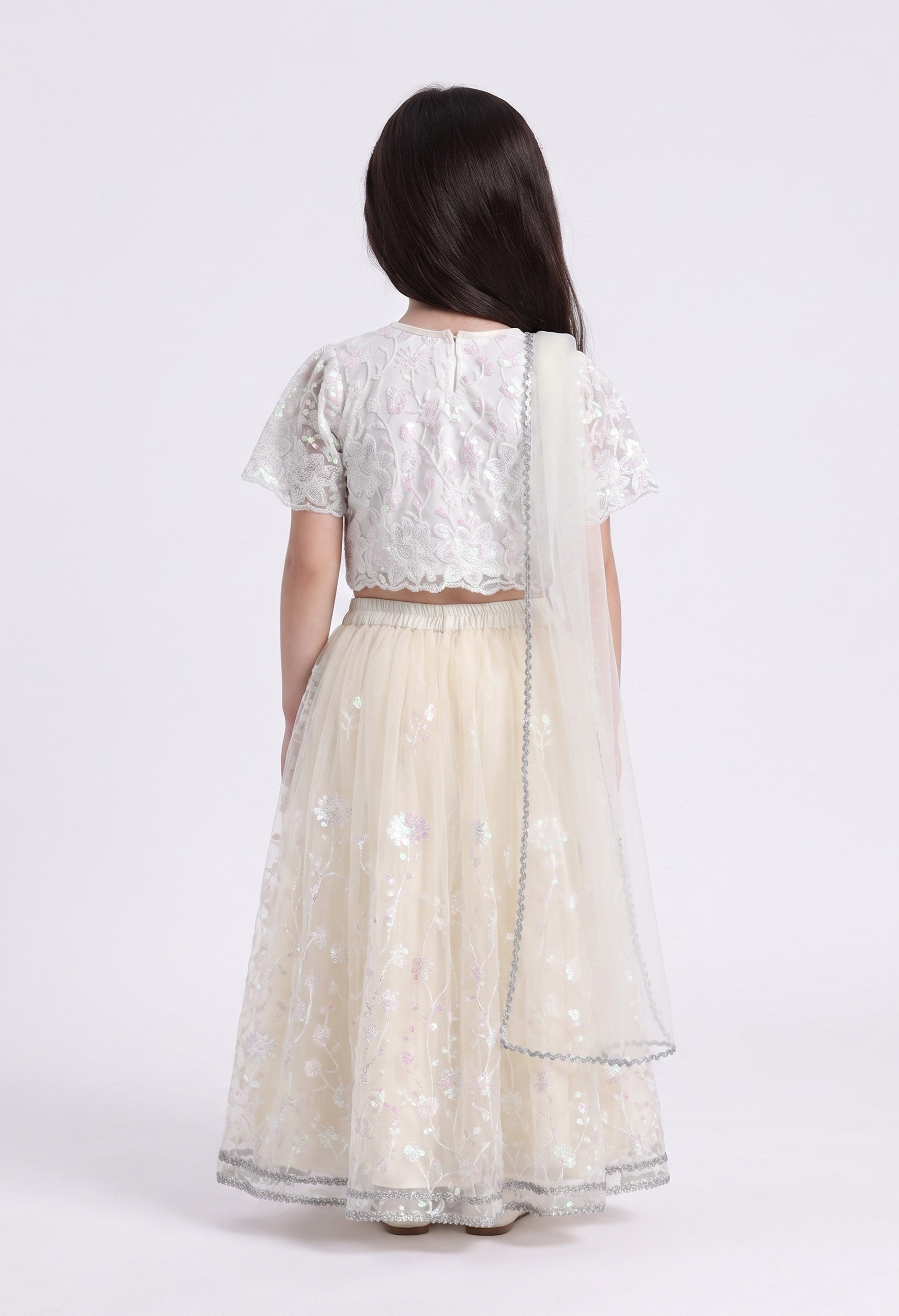 Bella Moda Girls Floral Embroidered Lehenga Choli with Dupatta AUETH817AH
