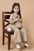 Bella Moda Girls Beige Embroidered Kurta with Sharara Set AUETH821AD