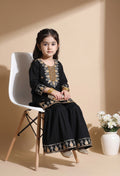 Bella Moda Girls Black & Gold Embroidered Kurta with Sharara Set AUETH822AD