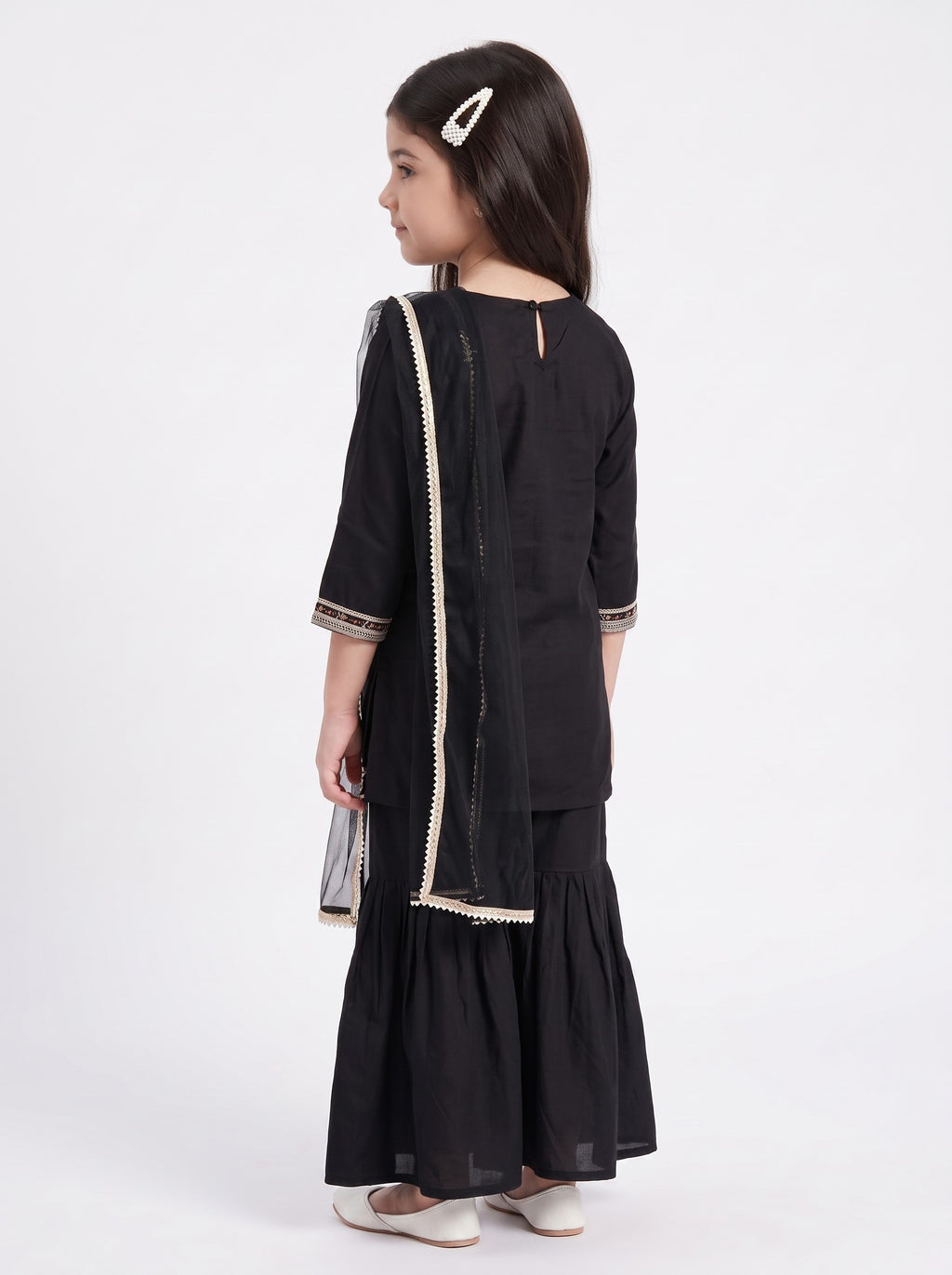 Bella Moda Girls Traditional Embroidered Kurta Sharara Set with Dupatta-AUETH836AD