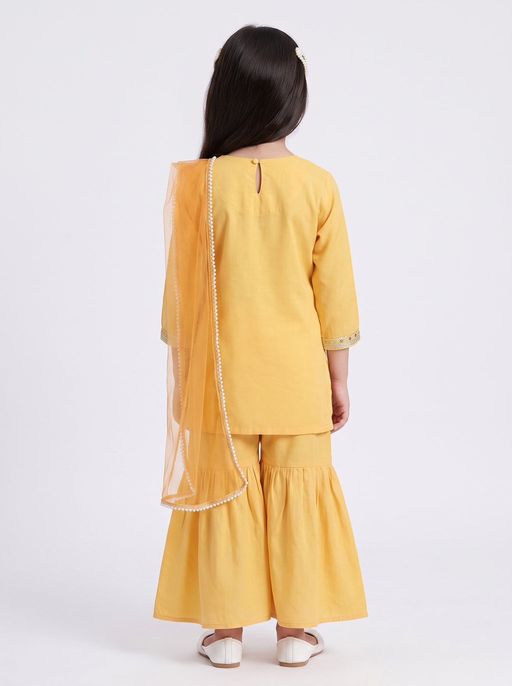 Bella Moda Girls Traditional Embroidered Kurta Sharara Set with Dupatta-AUETH839AD