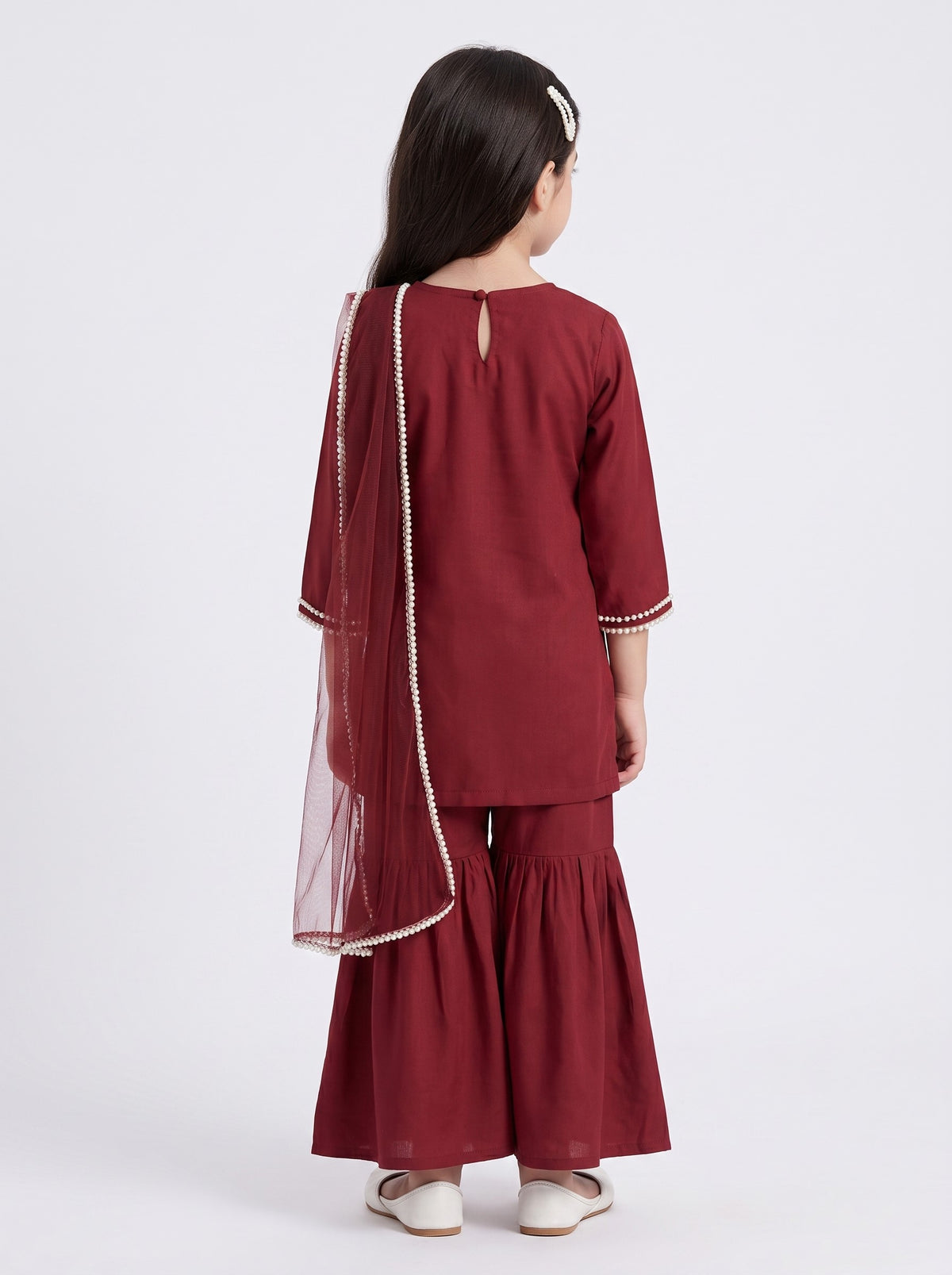 Bella Moda Girls Traditional Embroidered Kurta Sharara Set with Dupatta-AUETH840AD