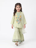 Bella Moda Girls Traditional Embroidered Kurta Sharara Set with Dupatta-AUETH842AD