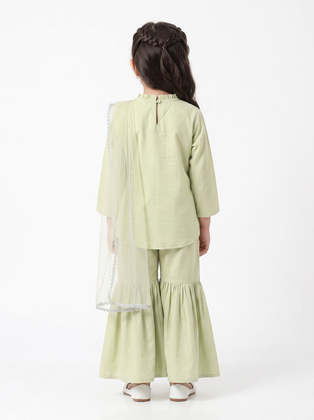 Bella Moda Girls Traditional Embroidered Kurta Sharara Set with Dupatta-AUETH842AD