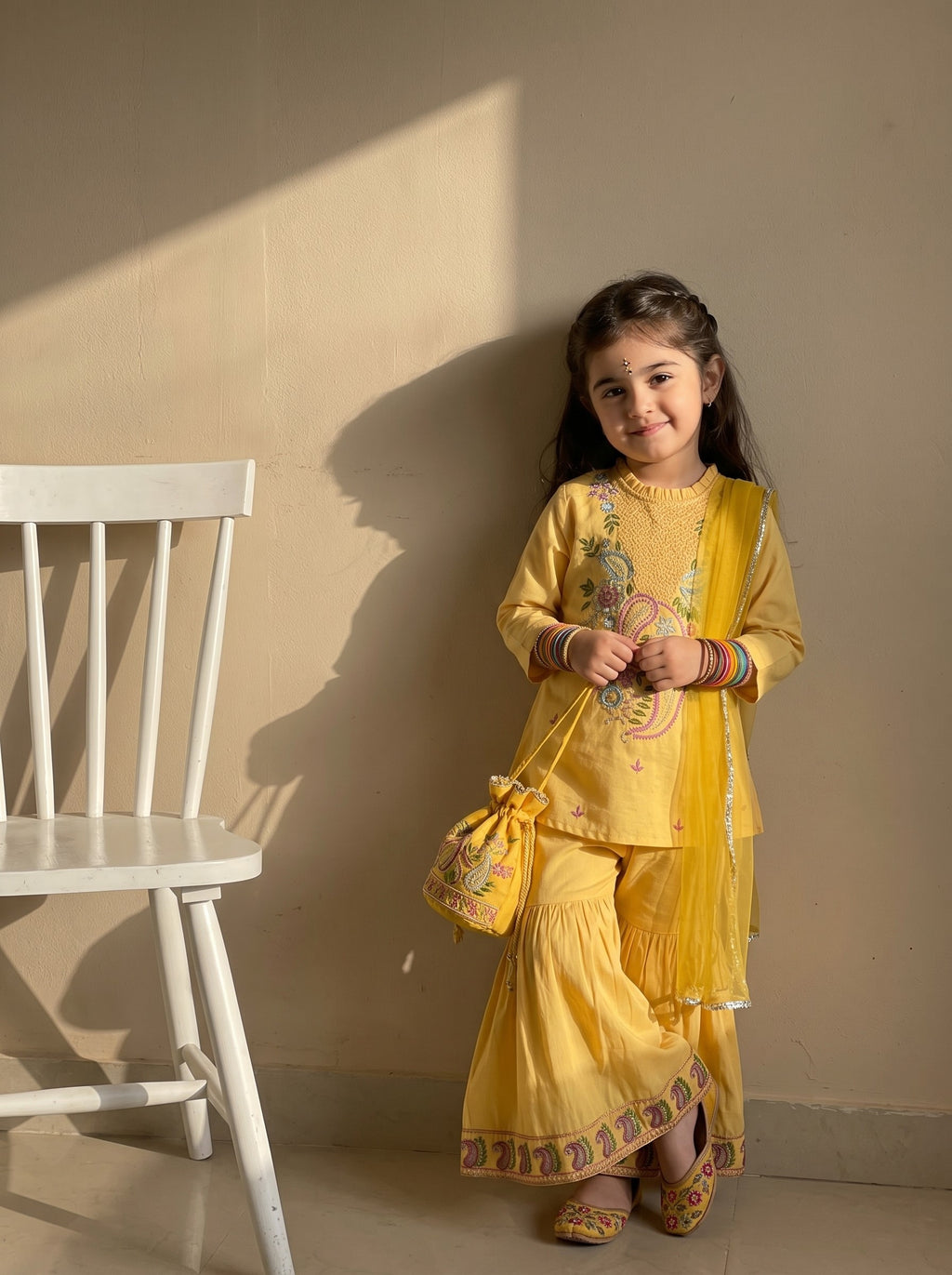 Bella Moda Girls Traditional Embroidered Kurta Sharara Set with Dupatta-AUETH843AD