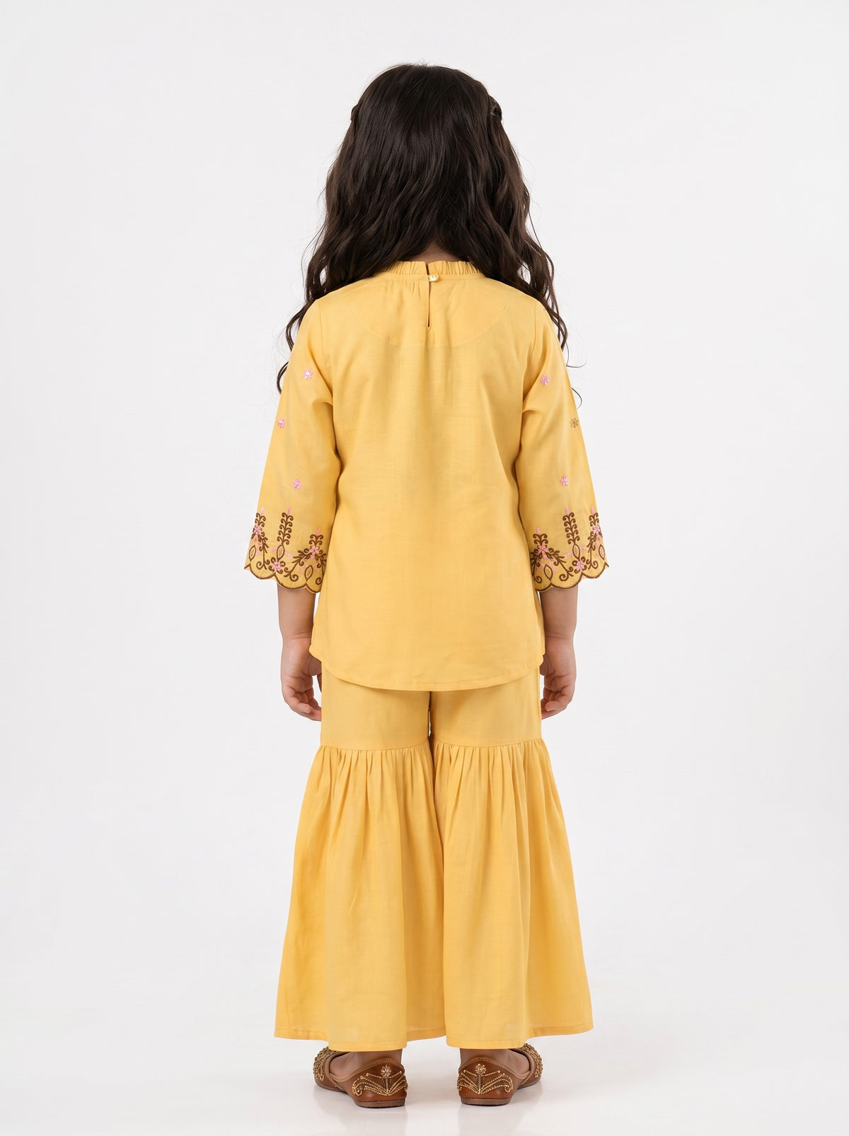 Bella Moda Girls Embroidered Kurta with Sharara & Dupatta Ethnic Set- JUETH777AF