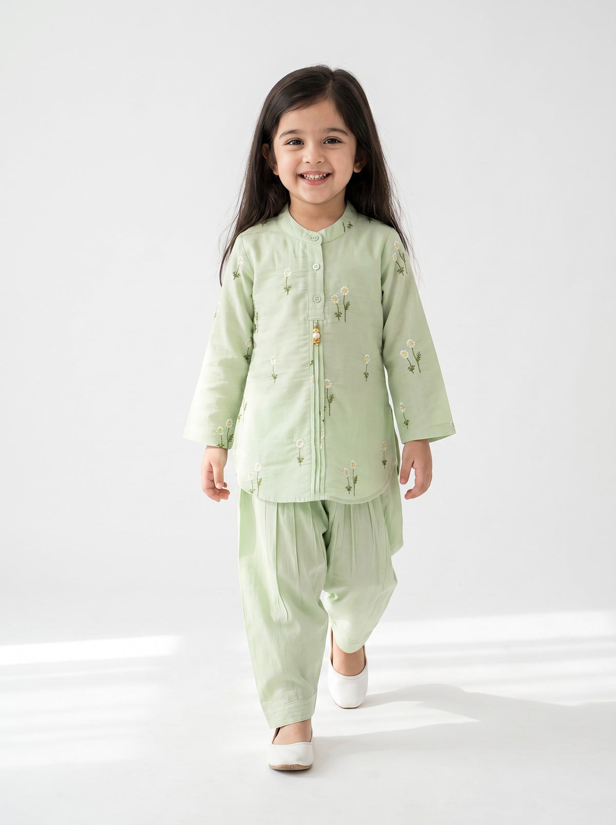 Bella Moda Girls Embroidered Kurta with Dhoti Salwar Ethnic Set- JUETH778X