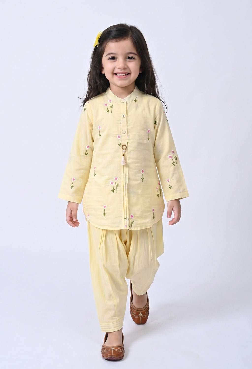 Bella Moda Girls Embroidered Kurta with Dhoti Salwar Ethnic Set- JUETH779X
