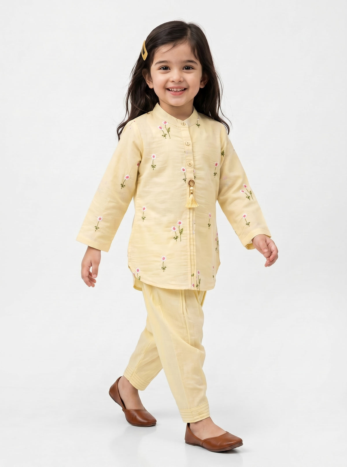 Bella Moda Girls Embroidered Kurta with Dhoti Salwar Ethnic Set- JUETH779X