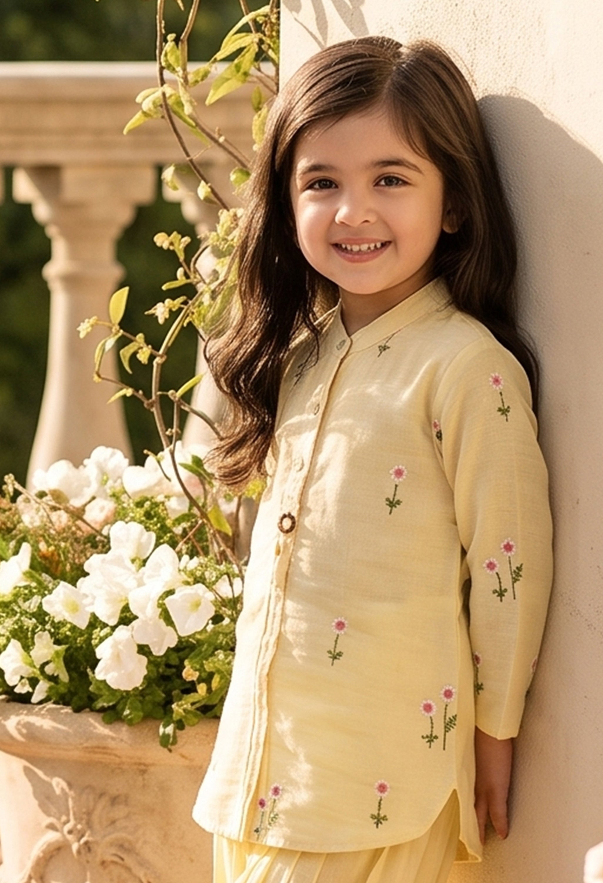 Bella Moda Girls Embroidered Kurta with Dhoti Salwar Ethnic Set- JUETH779X
