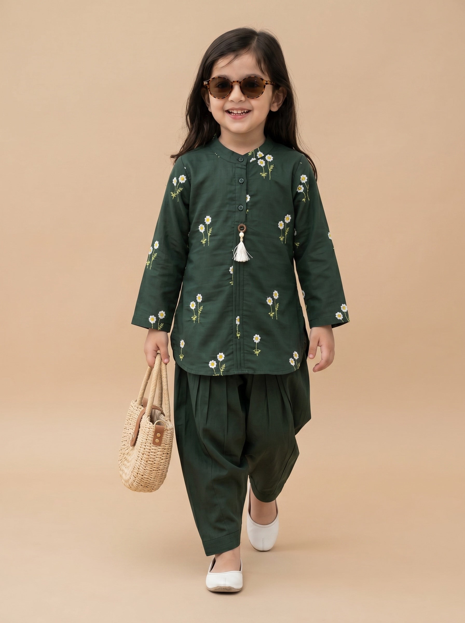Bella Moda Girls Embroidered Kurta with Dhoti Salwar Ethnic Set- JUETH781X