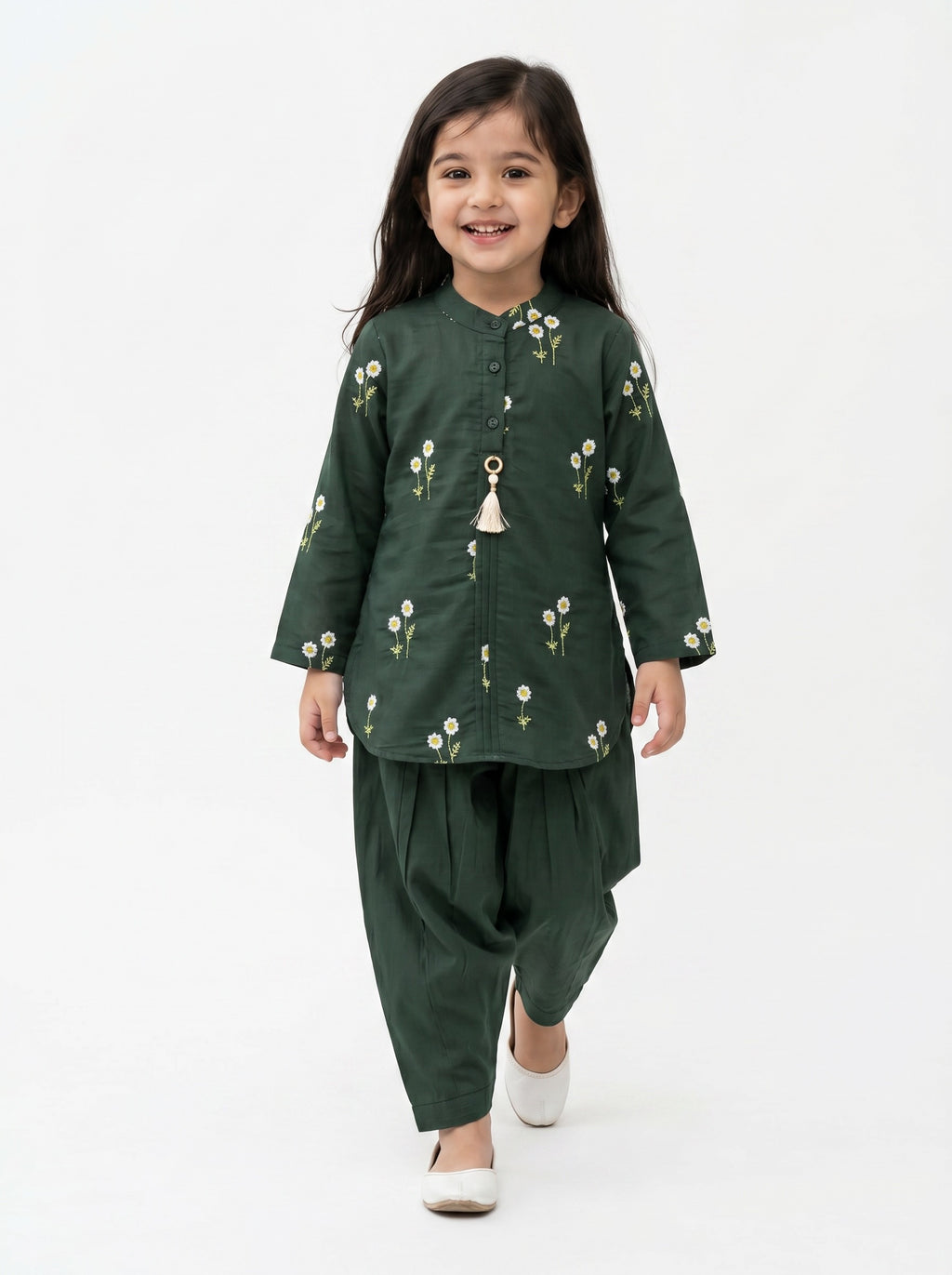 Bella Moda Girls Embroidered Kurta with Dhoti Salwar Ethnic Set- JUETH781X