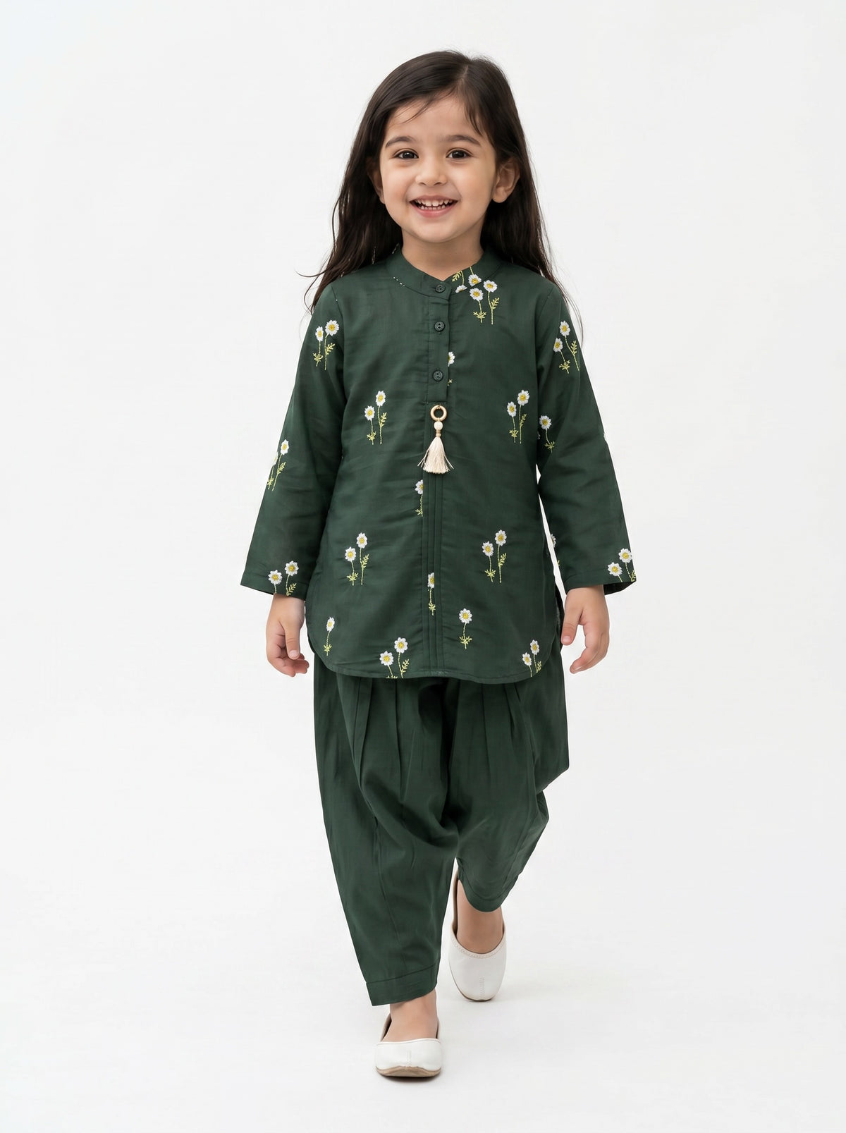 Bella Moda Girls Embroidered Kurta with Dhoti Salwar Ethnic Set- JUETH781X