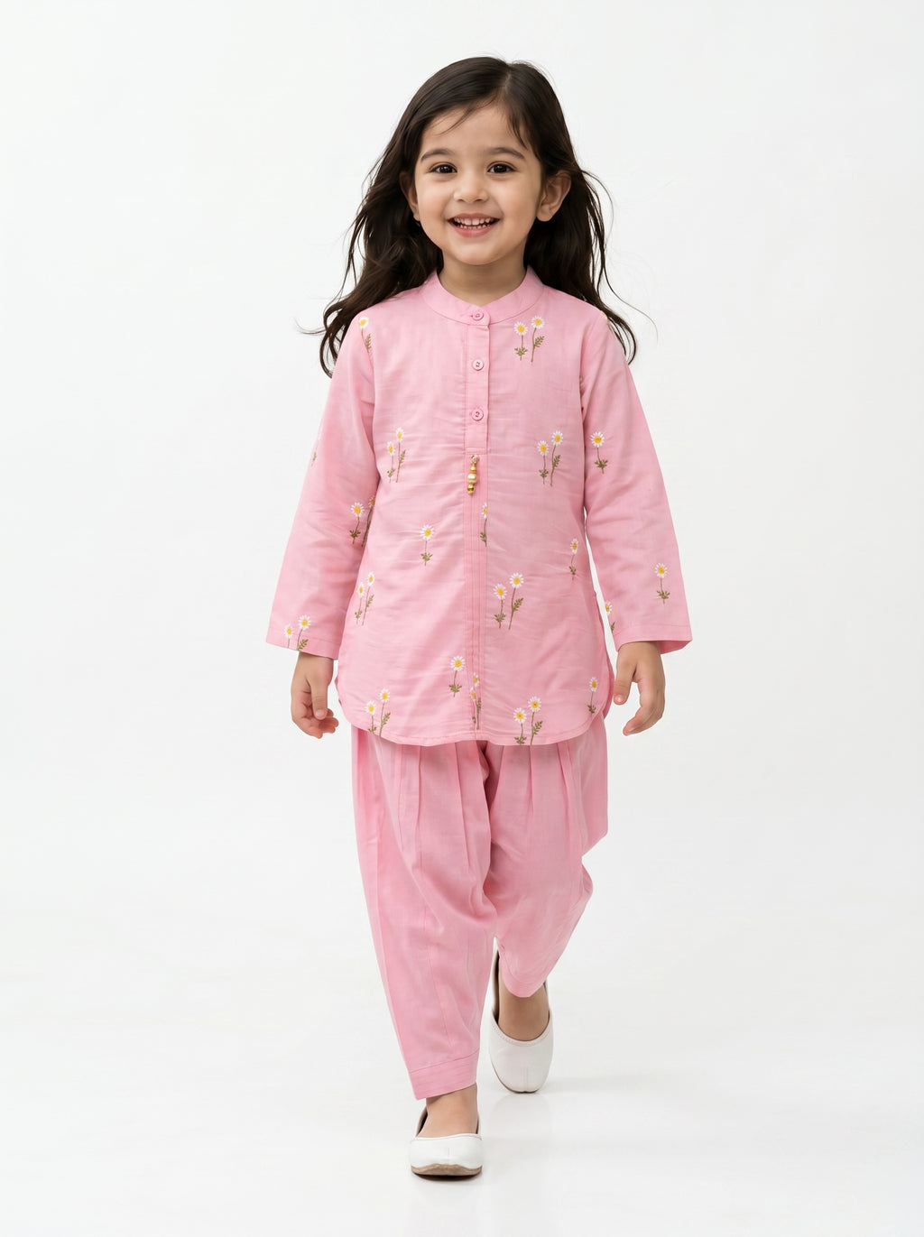 Bella Moda Girls Embroidered Kurta with Dhoti Salwar Ethnic Set- JUETH782X