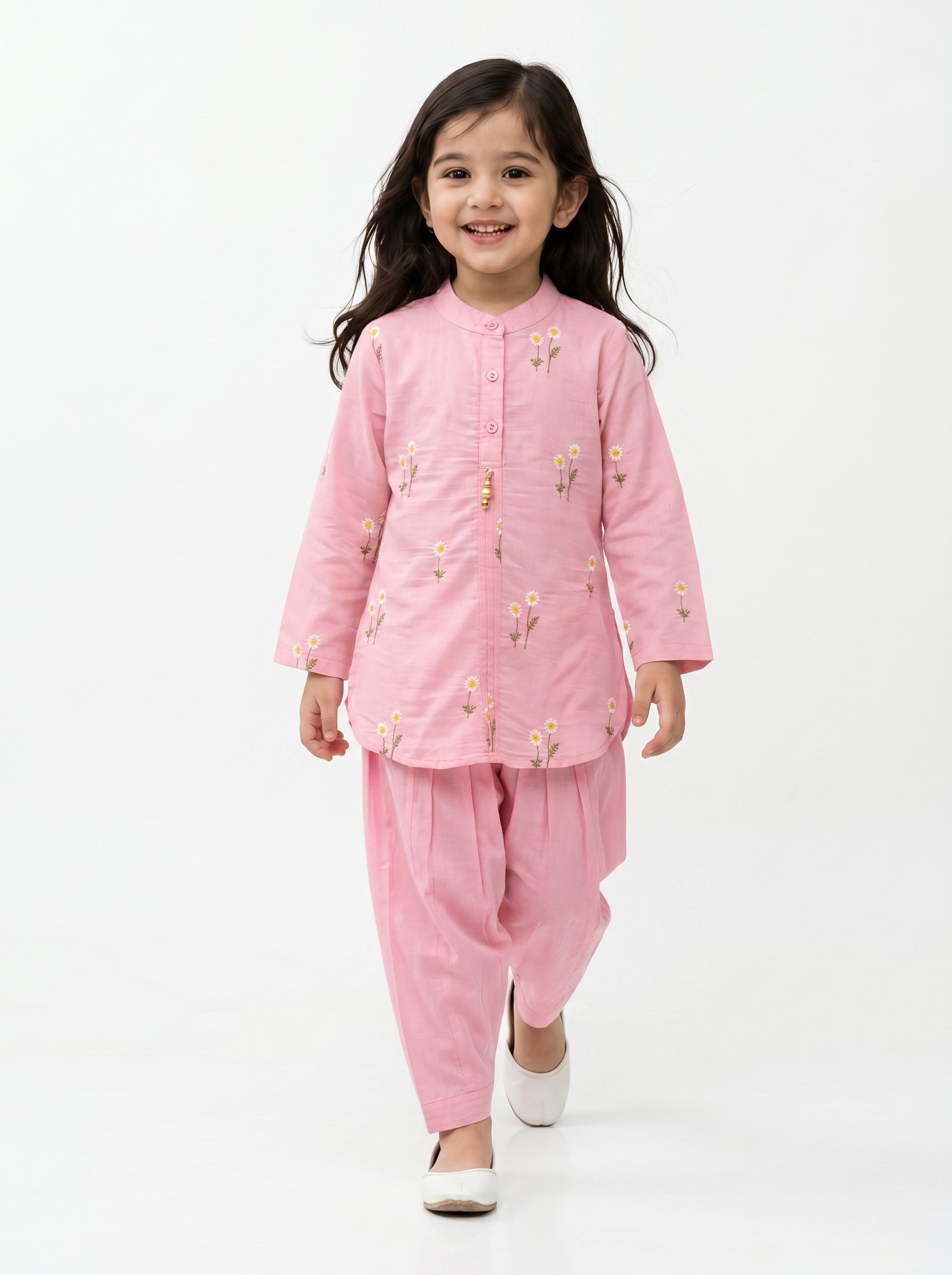Bella Moda Girls Embroidered Kurta with Dhoti Salwar Ethnic Set- JUETH782X