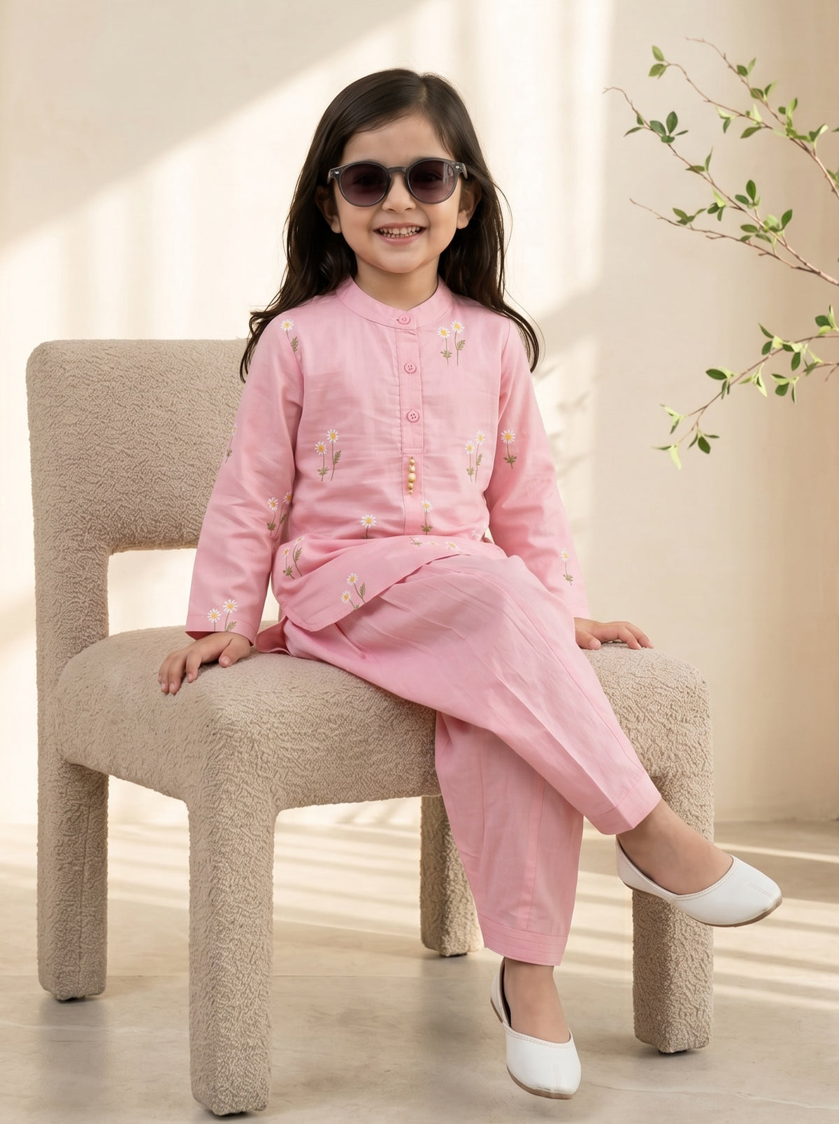 Bella Moda Girls Embroidered Kurta with Dhoti Salwar Ethnic Set- JUETH782X