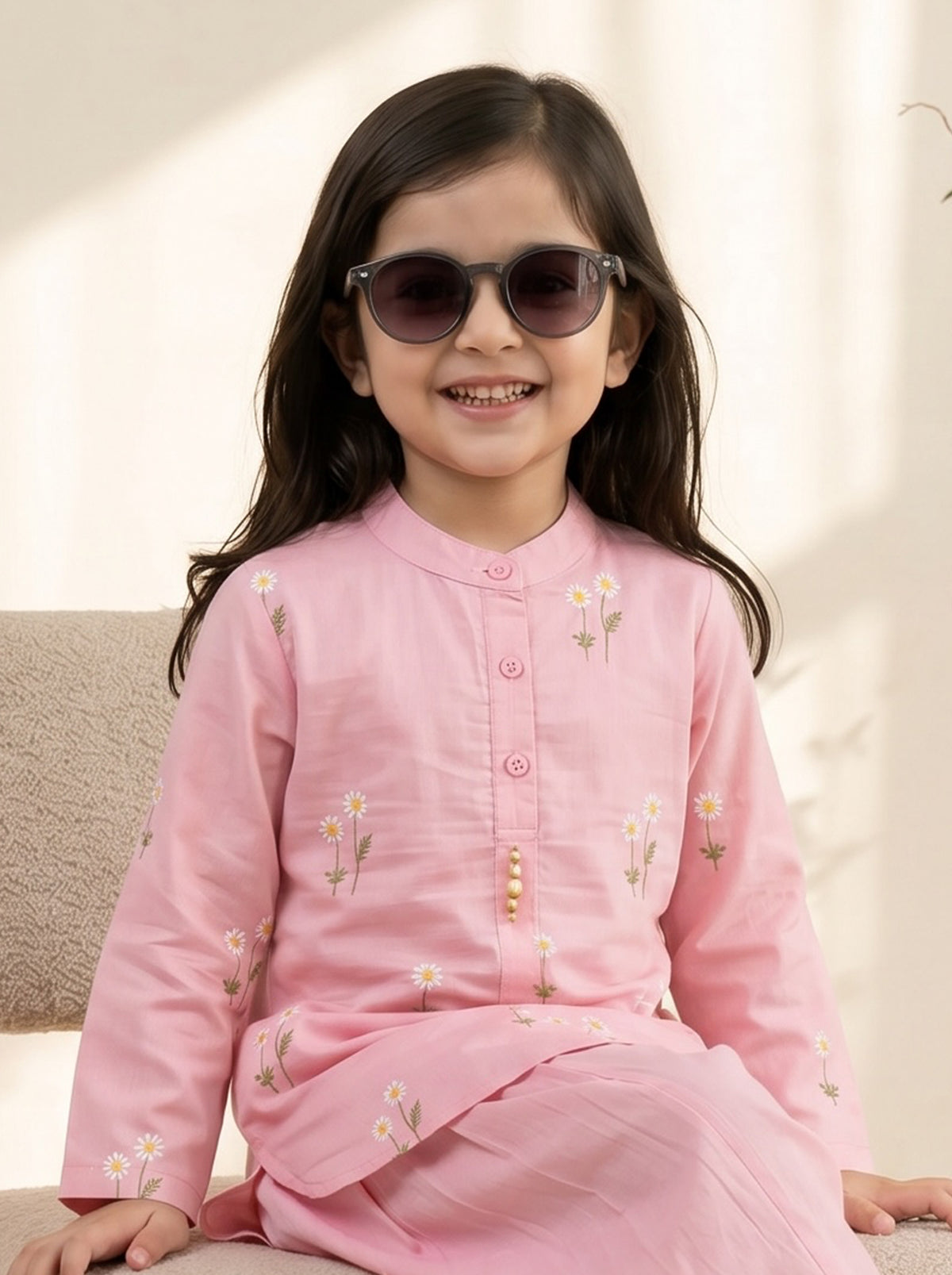 Bella Moda Girls Embroidered Kurta with Dhoti Salwar Ethnic Set- JUETH782X