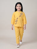 Bella Moda Girls Floral Embroidered Top with Straight Pants Co-Ord Set- JUETH788X