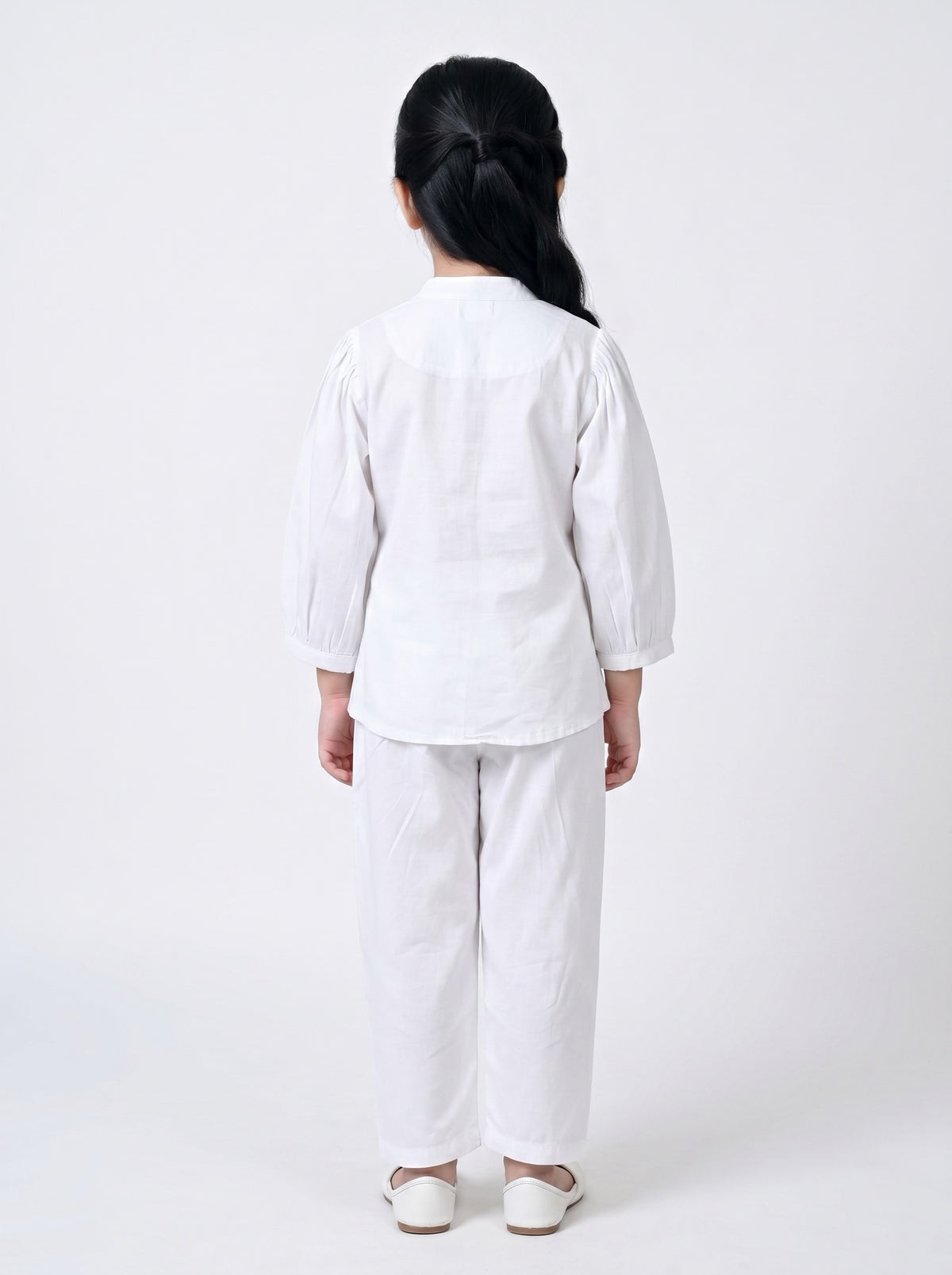 Bella Moda Girls Floral Embroidered Top with Straight Pants Co-Ord Set- JUETH789X