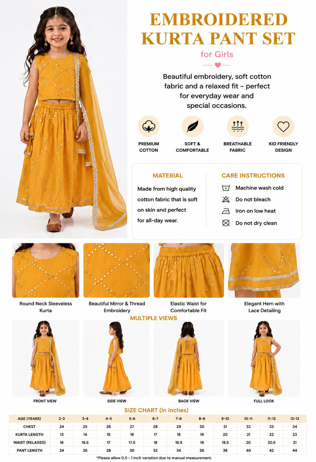 Bella Moda Girls Embellished Sleeveless Crop Top with Lehenga Skirt Ethnic Co-Ord Set- JUETH792AA