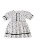 Baby Girls Printed Cotton Woven  Dress with Contrast Lace Detail -Green- MADR614L