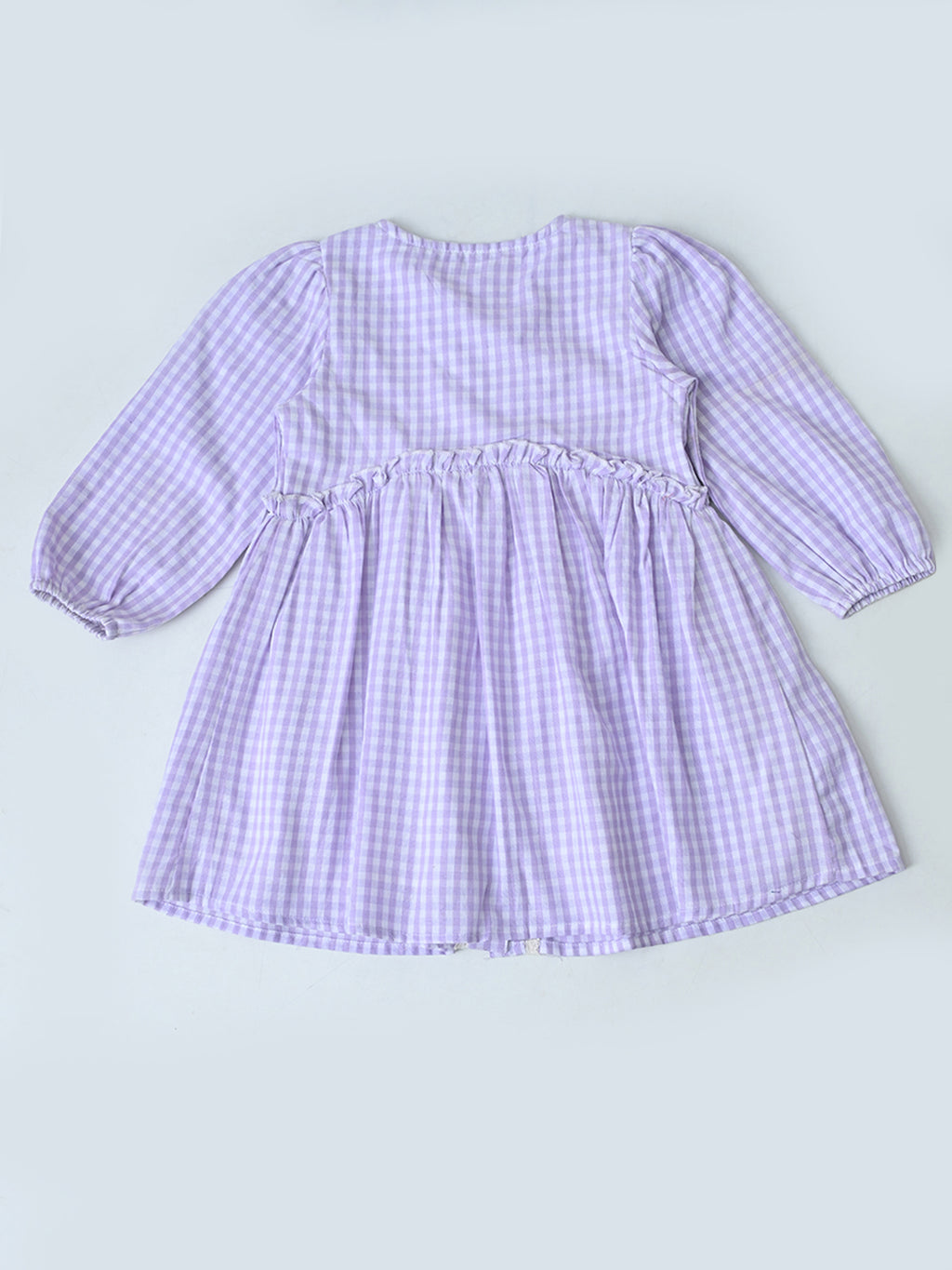 Baby Girls Checked Cotton Dress with Embroidered Pockets - Pink- MADR629L