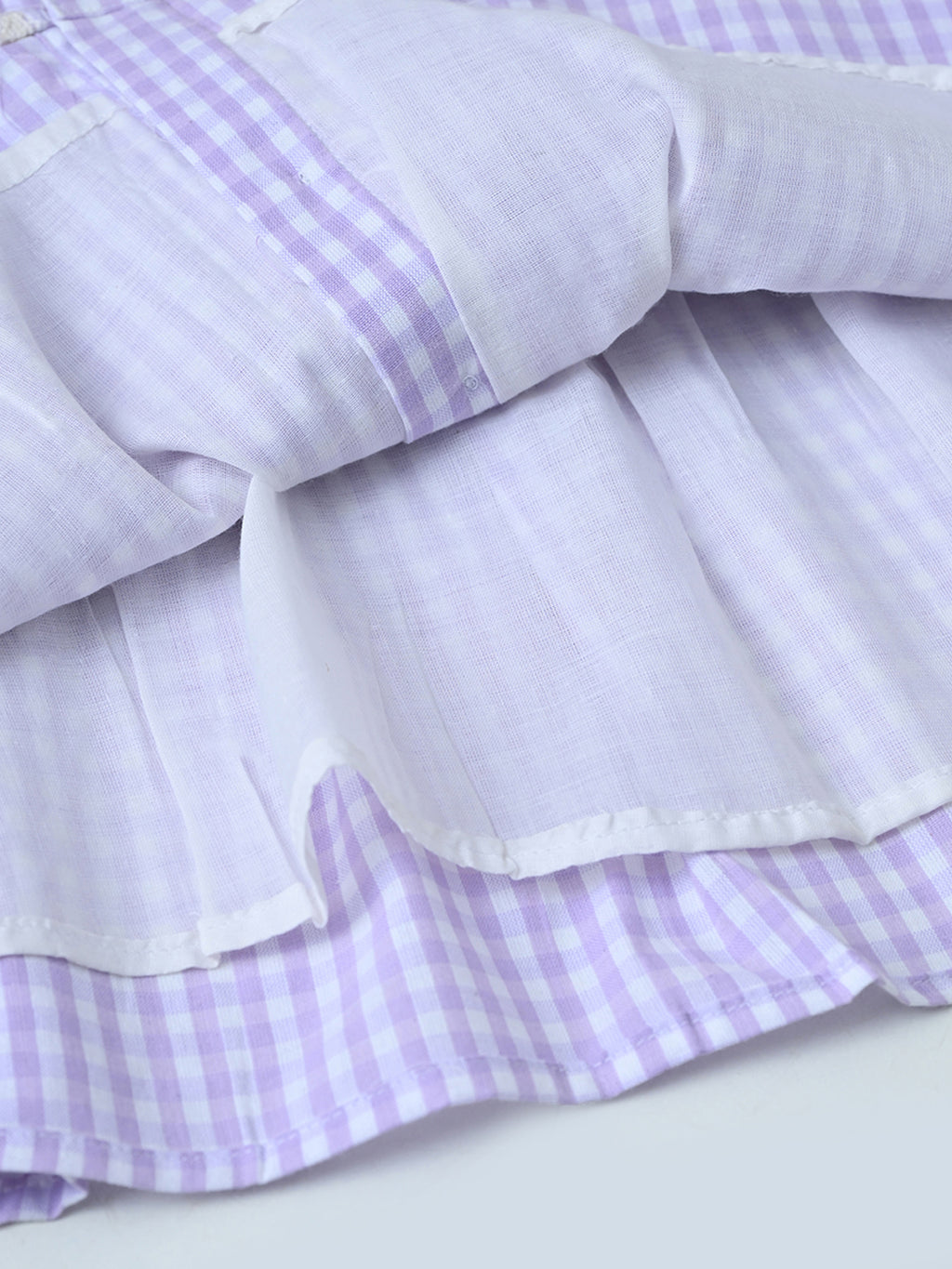Baby Girls Checked Cotton Dress with Embroidered Pockets - Pink- MADR629L