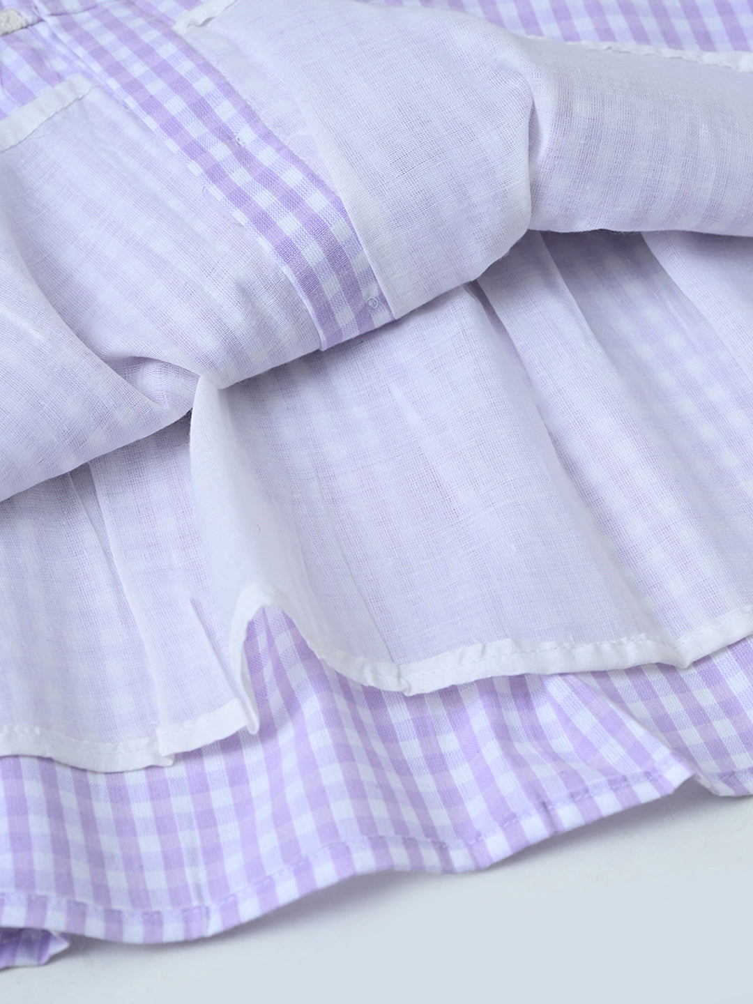 Baby Girls Checked Cotton Dress with Embroidered Pockets - Pink- MADR629L