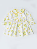 Baby Girls Floral Printed CottonWoven  Dress with Peter Pan Collar -White- MADR641L