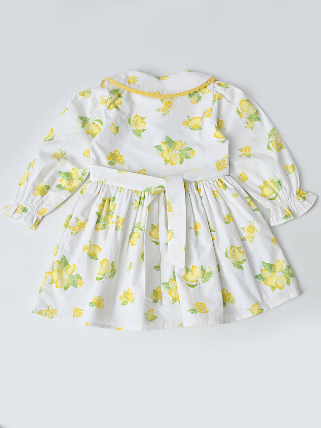 Baby Girls Floral Printed CottonWoven  Dress with Peter Pan Collar -White- MADR641L