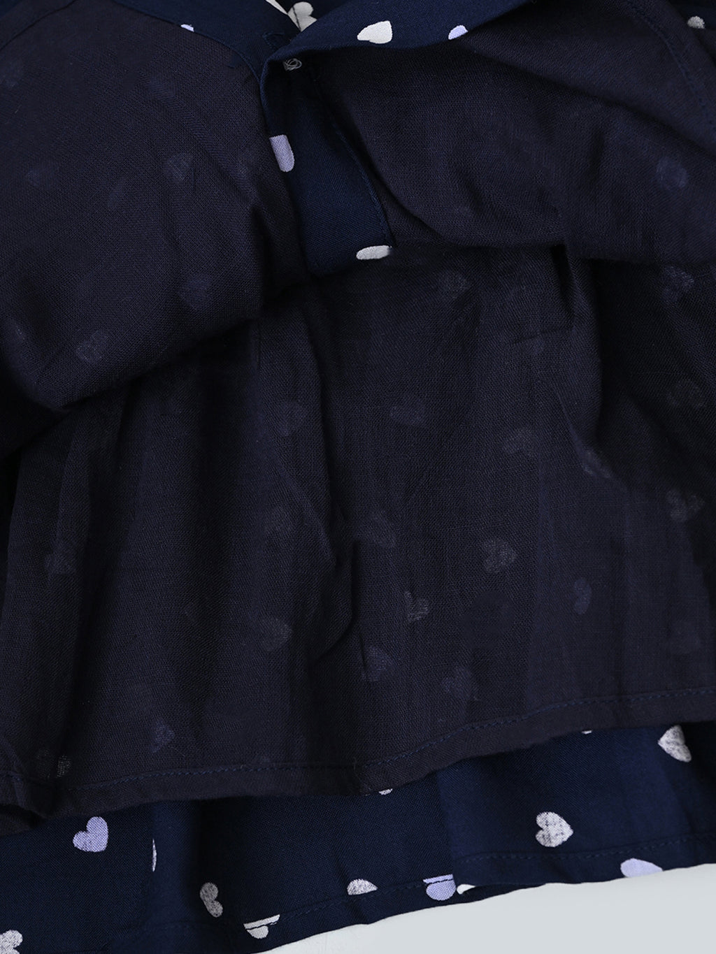 Baby Girls Floral Printed CottonWoven  Dress with Peter Pan Collar -Navy- MADR643L