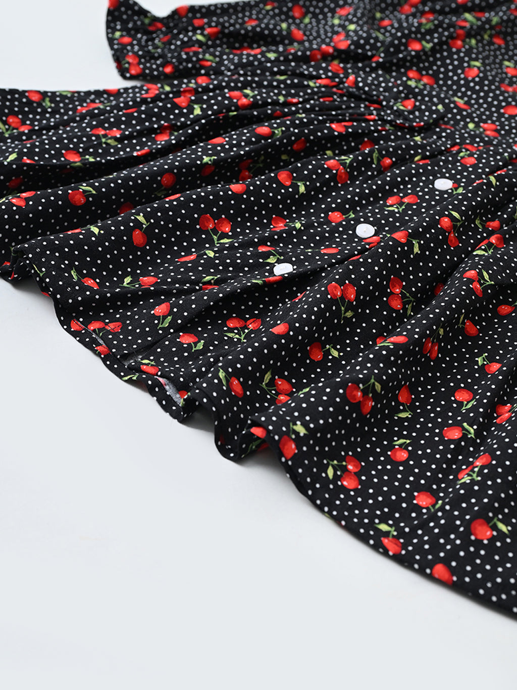 Baby Girls Floral Printed CottonWoven  Dress with Peter Pan Collar -Black- MADR645L